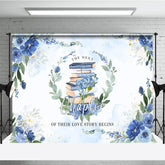 Lofaris Blue Floral Books Next Chapter Bridal Shower Backdrop